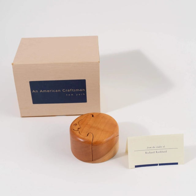 Vintage Crescent Moon Wood Puzzle Jewelry Box For Sale - Image 12 of 12