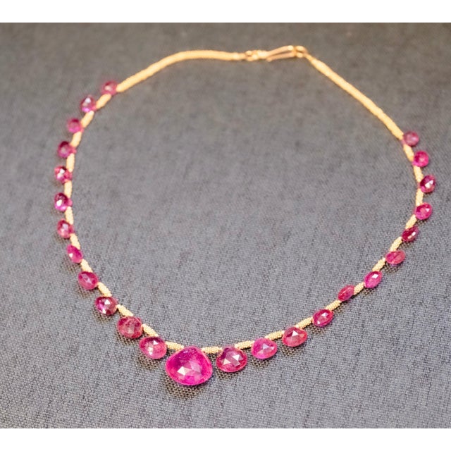 Mid 20th Century Vintage Gia Certified 120 Carat Pear-Shape Pink Rubellite Tourmaline Necklace For Sale - Image 5 of 7