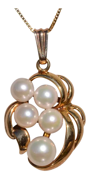 The Elgin: Contemporary Pearl Pendant in Yellow Gold