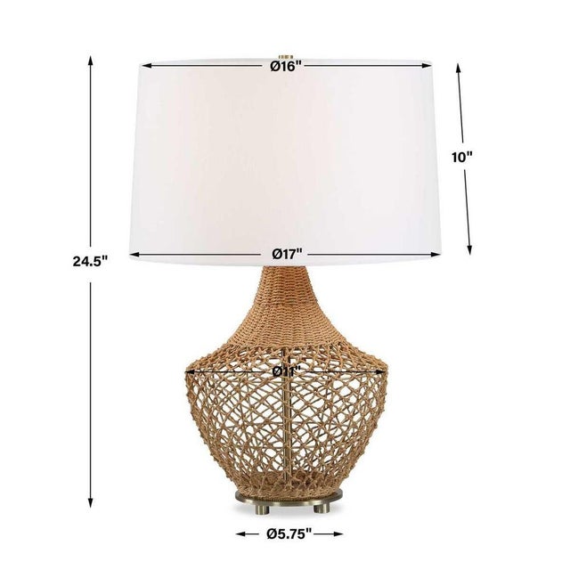 Woven Wicker Gia Table Lamp For Sale - Image 4 of 4