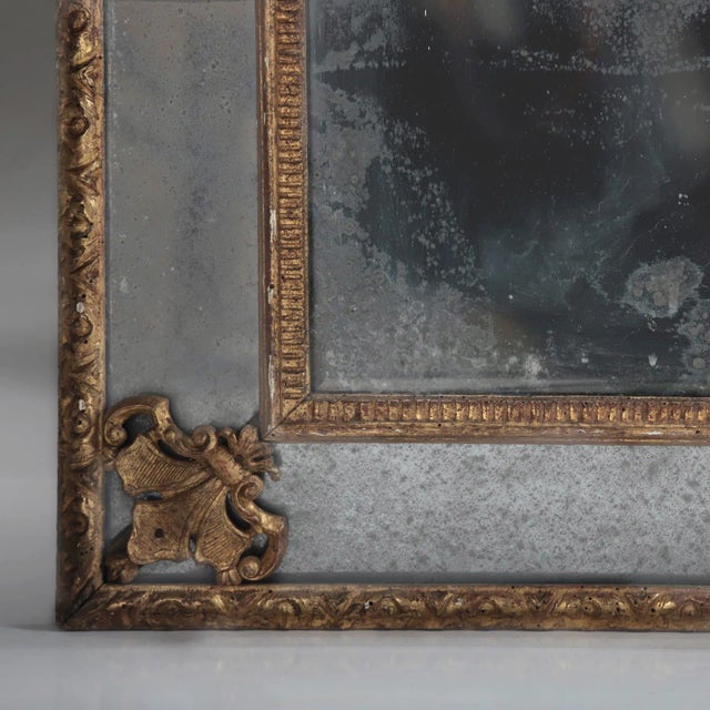 Wood 18th C. French Marginal Glass Louis XIV Gold Leaf Mirror From Private Collection For Sale - Image 7 of 12