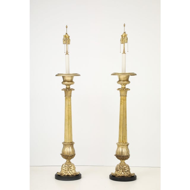 1940's French Bronze Floor Lamps - a Pair For Sale - Image 4 of 6