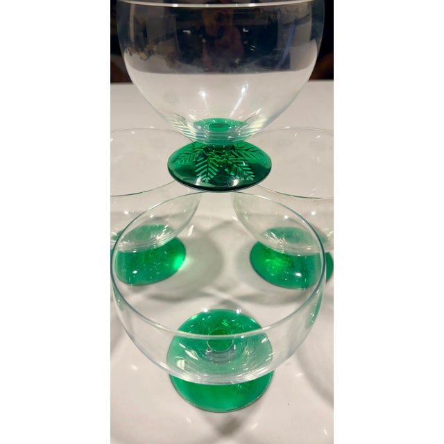 Glow Green Footed Dessert Glasses by Mikasa- Set of 6 For Sale - Image 9 of 12