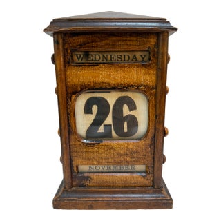 Victorian Oak Perpetual Desk Calendar For Sale