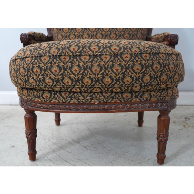 Century French Louis XVI Style Bergere Chair & Ottoman For Sale In Philadelphia - Image 6 of 18