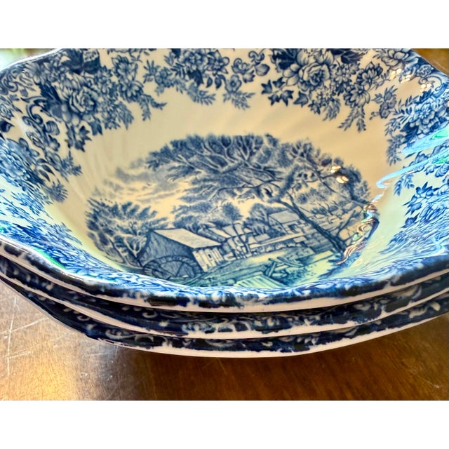English 1950s Mill Stream Cereal Bowls by Johnson Brothers - Set of 3 For Sale - Image 3 of 12