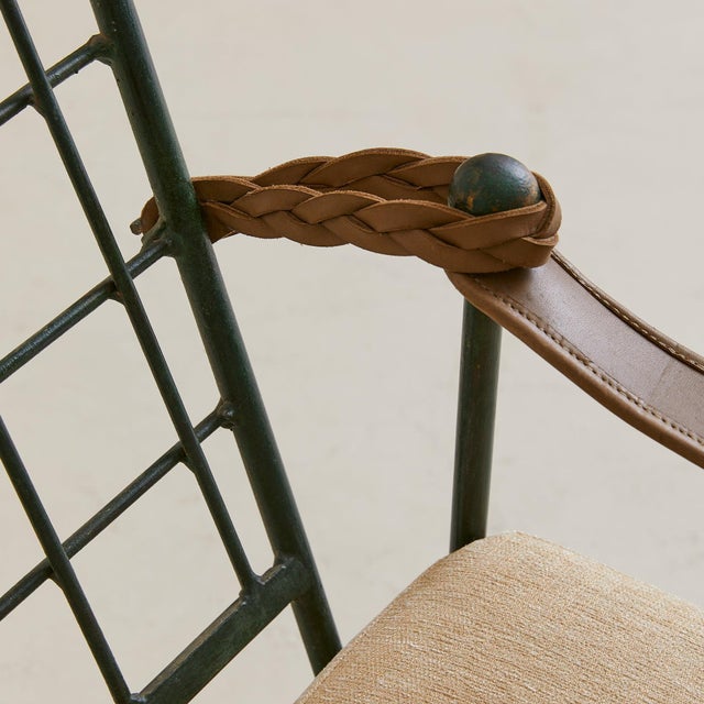 Italian Verdigris Iron Armchair with Ottoman, 1950s For Sale - Image 10 of 11