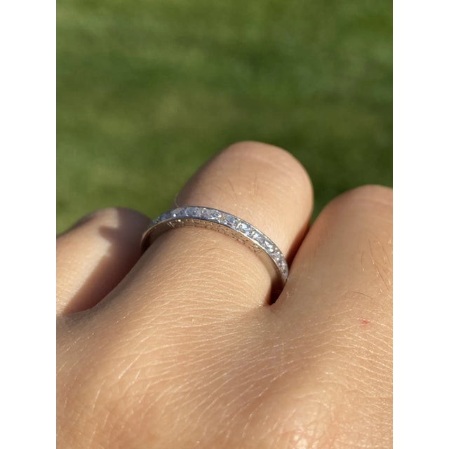 The Falgarwood: Ladies Antique Platinum Wedding Band set with French Cut Diamonds For Sale - Image 10 of 10