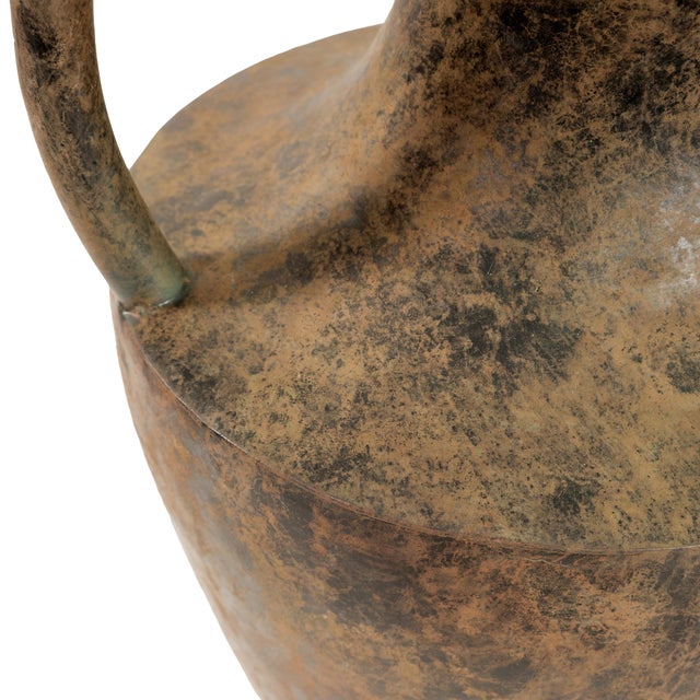 Metal Long Neck Strata Vase with Handle For Sale - Image 7 of 11