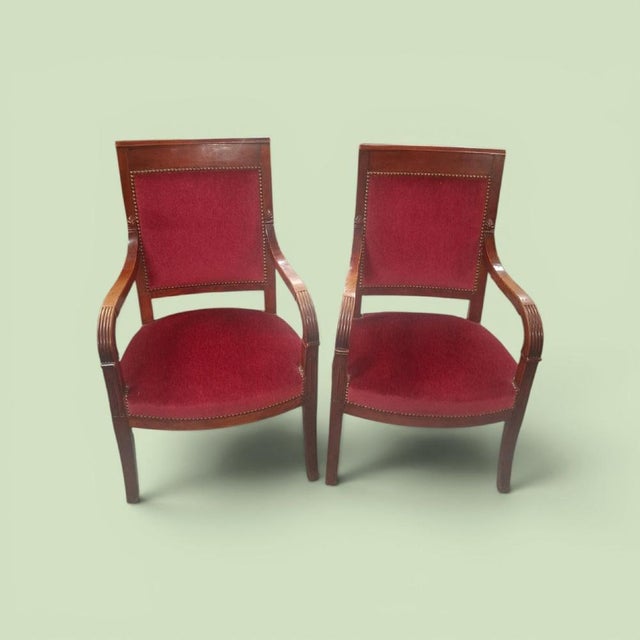 Empire Cherry Red Armchairs, 1890, Set of 2 For Sale - Image 10 of 10