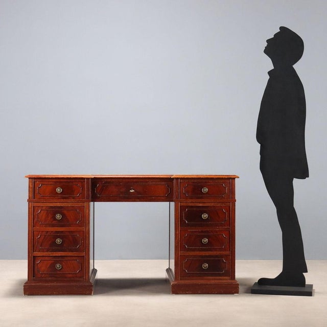 Writing Desk in Mahogany and Leather For Sale - Image 3 of 10