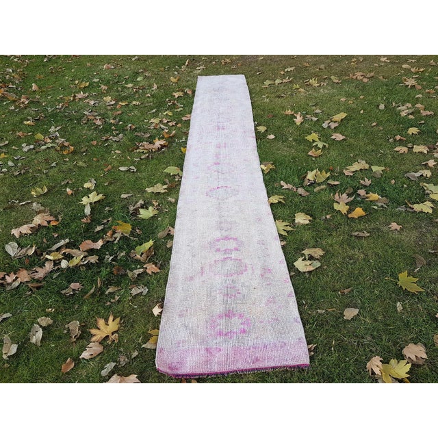 Mid-Century Modern Vintage Long Kurdish Runner With Borders For Sale - Image 3 of 13