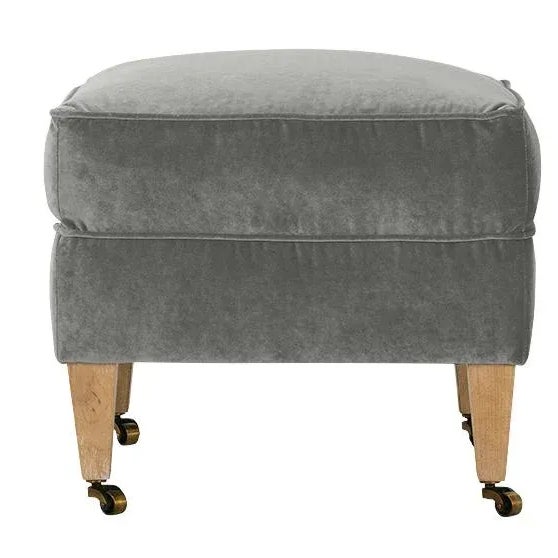 Contemporary Alcott Ottoman, Seal Velvet For Sale - Image 3 of 8
