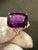 Huge 38 Carat Cushion Cut Natural Amethyst Cocktail Ring in Platinum 23.8 Gm For Sale - Image 14 of 18