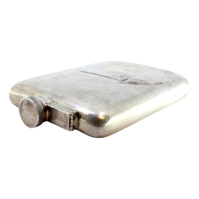 Curved Silver Whiskey Pocket Flask For Sale