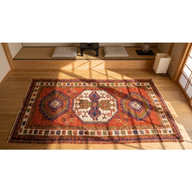 1920s Red Medallion Tribal Caucasian Kazak Lori Pombak Carpet 4'9" X 6'10" Handknotted Wool Rug For Sale - Image 9 of 9