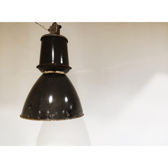 Large Industrial Enamel Lamp, 1950s For Sale - Image 11 of 11