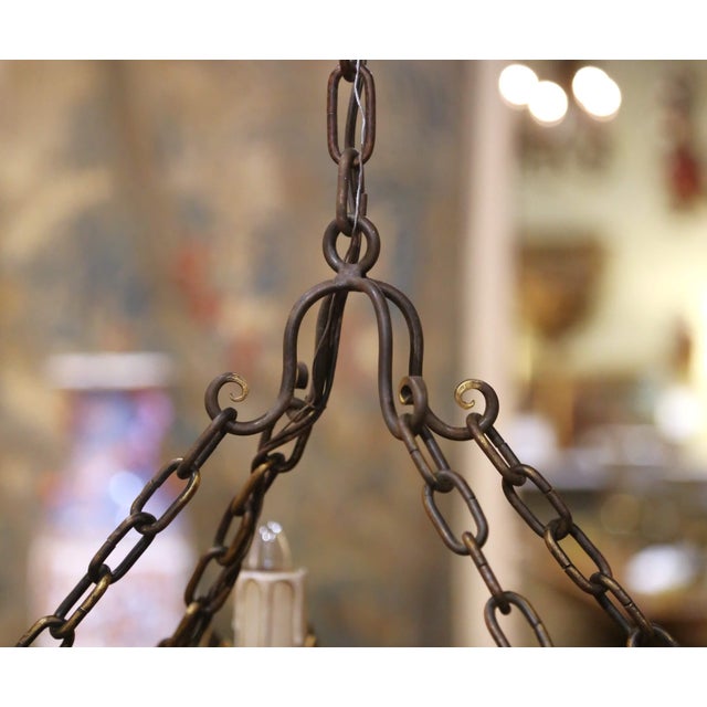 Metal Mid-Century French Gothic Revival Six-Light Iron Chandelier For Sale - Image 7 of 8