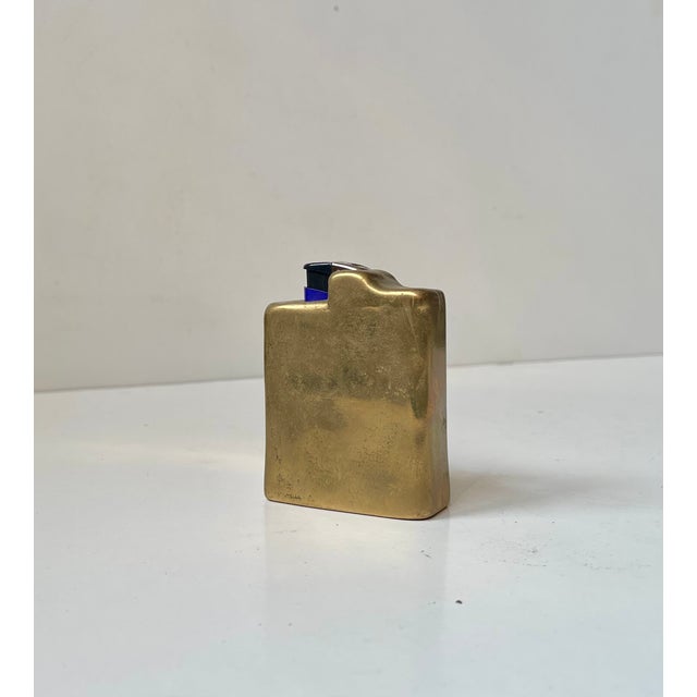 This vintage 1970s Brutalist bronze desk set is a powerful tactile sculptural ensemble, comprising an ashtray with...