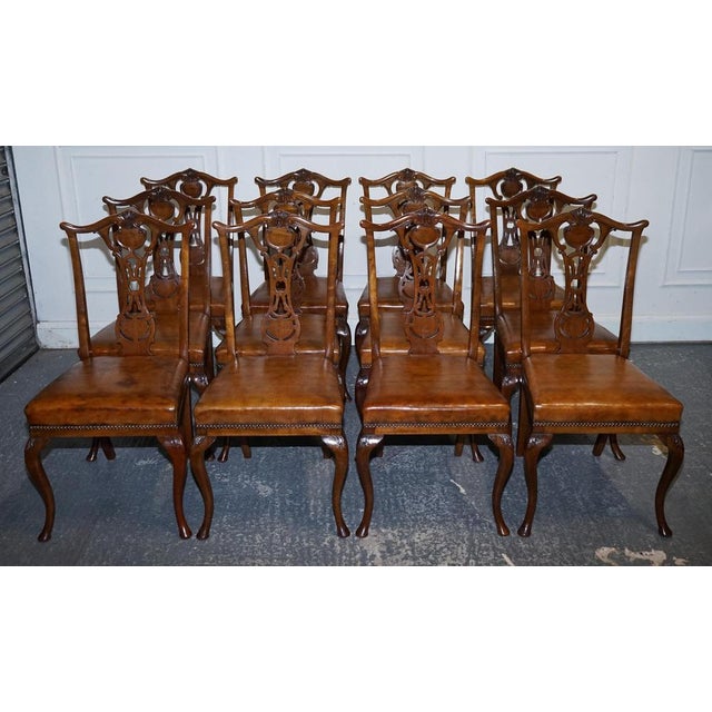 Scottish Victorian Dyed Leather Dining Chairs by John Taylor, Set of 12 For Sale - Image 3 of 18