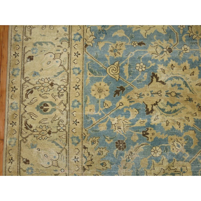 Blue Early 20th Century Antique Light Blue Gold Tabriz Rug - 9'1" x 12'10" For Sale - Image 8 of 10