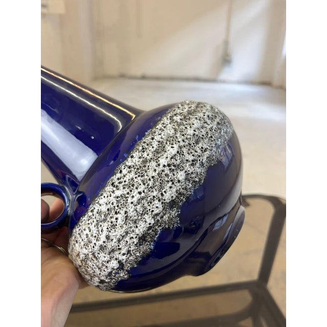 Royal Blue Fat Lava Model 408-30 Vase from Fohr Keramik For Sale - Image 4 of 11