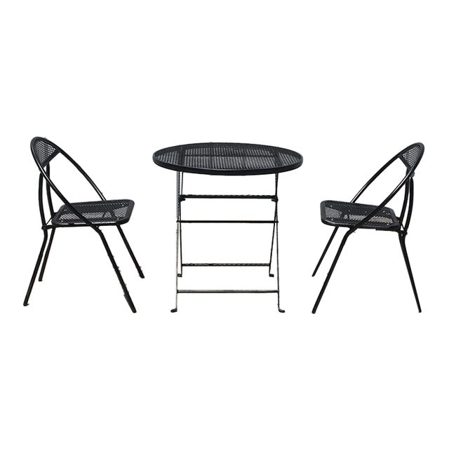 1960's Rid-Jid Folding Patio Table & 2 Chairs by Salterini, Attributed For Sale