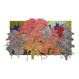 Guillaume Azoulay "Stampede" With 10k Gold Leaf Horse Hand Signed Art Artwork For Sale