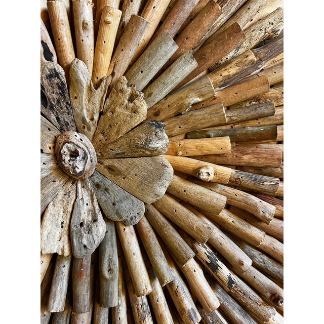 Vintage Driftwood Square Design Rustic Coastal Wall Art For Sale - Image 4 of 4