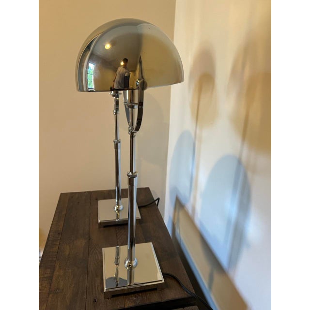 2010s Restoration Hardware Hemisphere Chrome Table Lamps - Set of 2 For Sale - Image 5 of 10