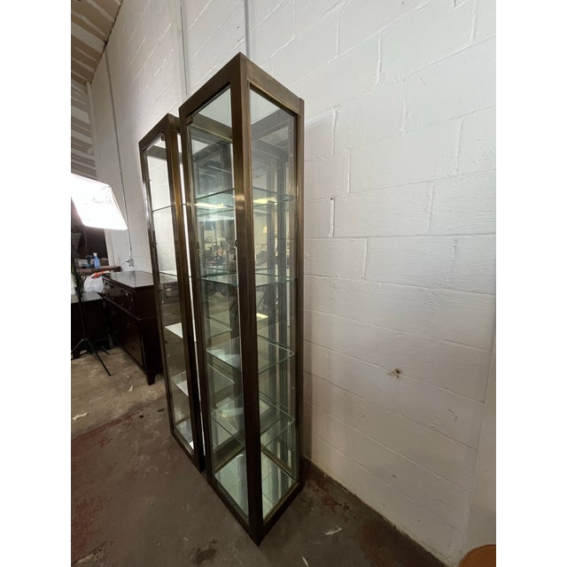 Vintage Spanish Bronze Glass Vitrine Display Cabinet Sarreid Mastercraft Style For Sale In New York - Image 6 of 12