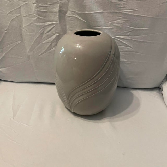 Postmodern Post Modern Draped Style Gray Ceramic Vase For Sale - Image 3 of 8