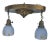 Antique Brass Chandelier With Floral Decorated Pendant Shades For Sale