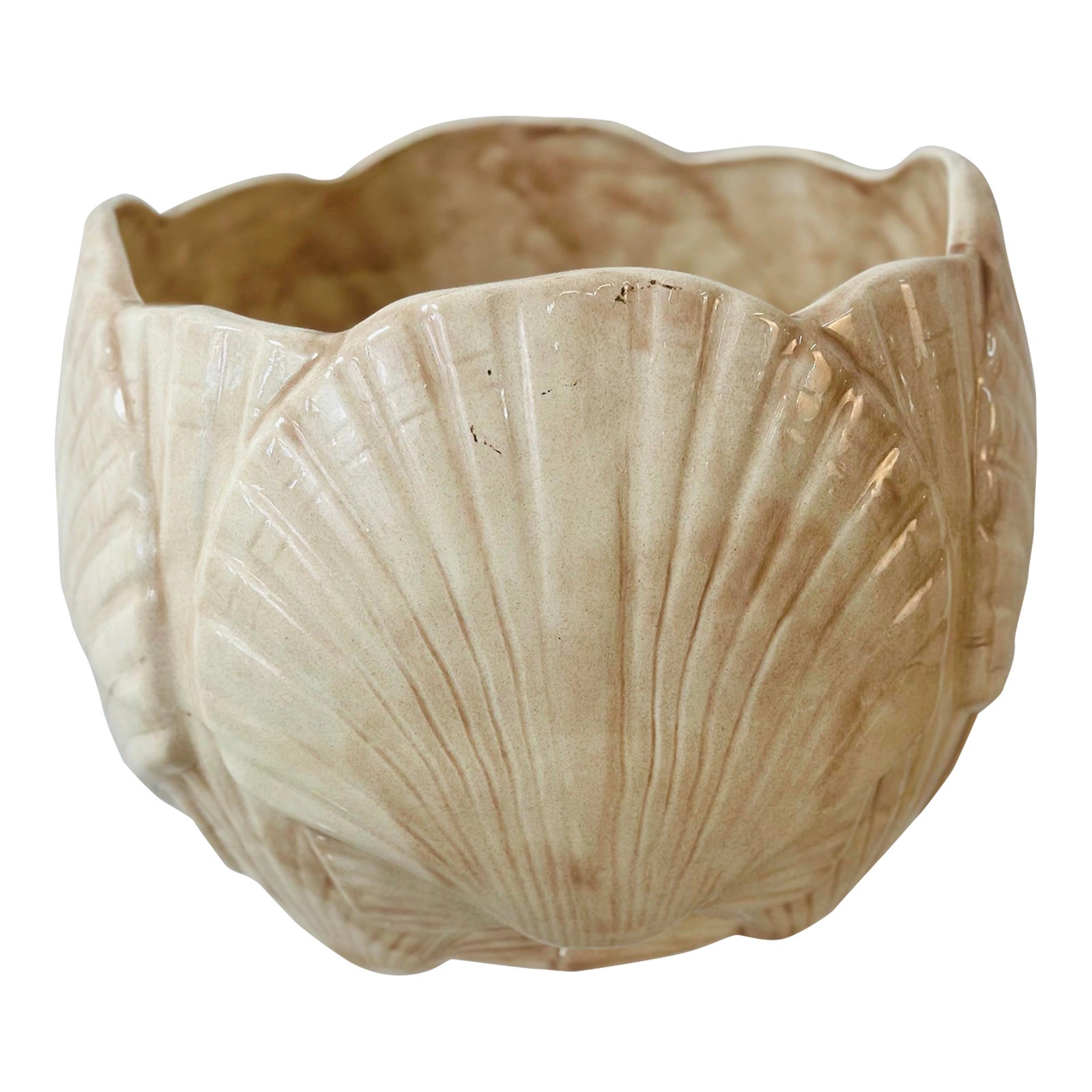 Vintage Ceramic Shell Planter | Chairish