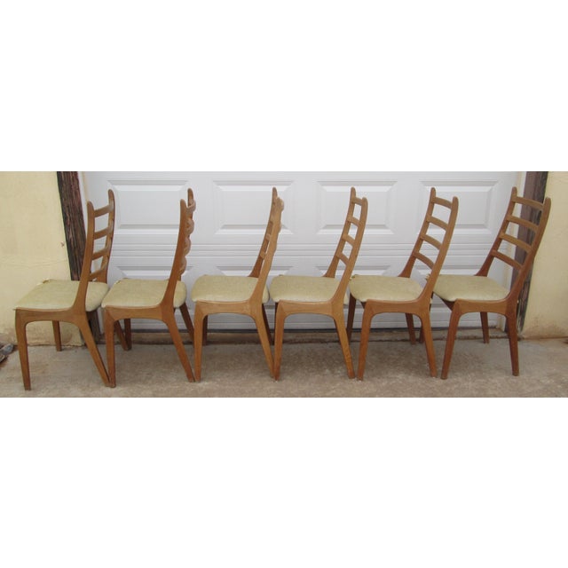 Korup Stolefabrik 6 Tall Ladderback Dining Chairs by Korup Stolefabrik Denmark Attributed to Kai Kristiansen For Sale - Image 4 of 17