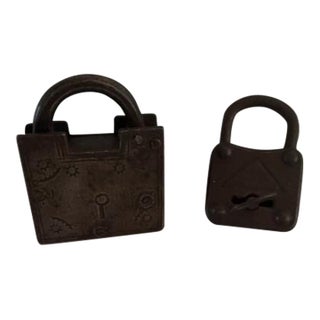 Antique Inscribed Metal Locks, a Pair For Sale