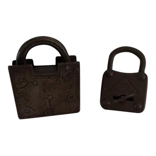 Antique Inscribed Metal Locks, a Pair For Sale