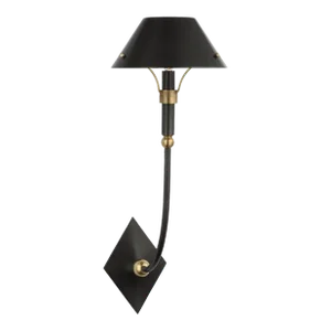 Thomas O'Brien for Visual Comfort Signature Turlington Large Sconce in Bronze and Hand-Rubbed Antique Brass with Bronze Shade
