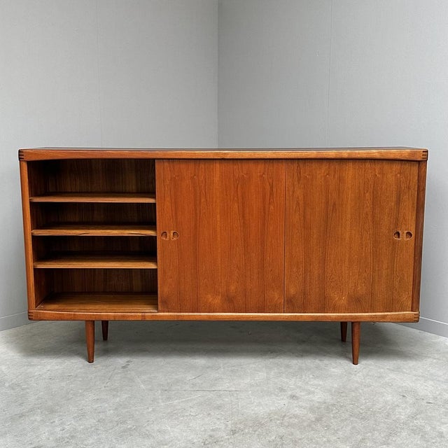 Mid-Century Modern Danish Teak Highboard by H.W. Klein for Bramin, 1960s, in Very Good conditions. Designed 1960 to 1969...