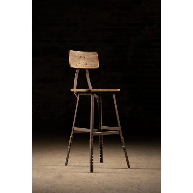 American Angle Iron Industrial Stool For Sale - Image 3 of 6