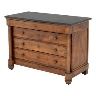 Empire Walnut & Black Marble Top Commode, Circa 1815 For Sale