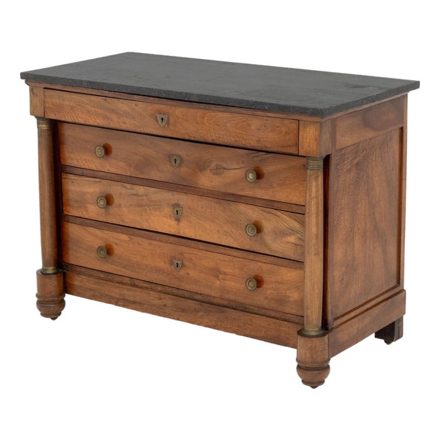 Empire Walnut & Black Marble Top Commode, Circa 1815 For Sale