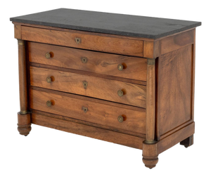 Empire Walnut & Black Marble Top Commode, Circa 1815