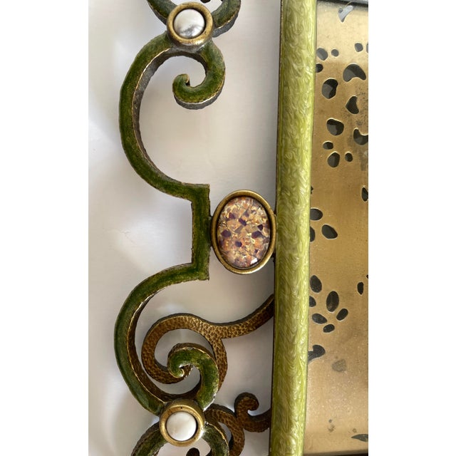Late 20th Century Jay Strongwater Ornate Jeweled and Enameled Metal Scroll Picture Frame For Sale - Image 5 of 10