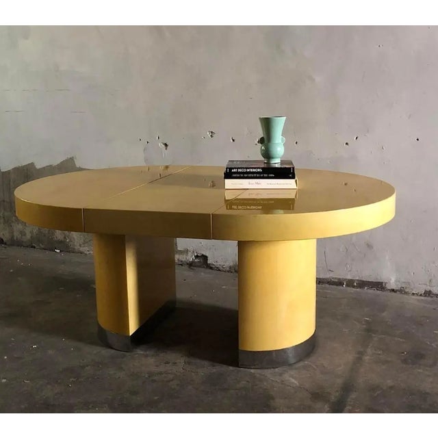 Mid 20th Century Art Deco Lacquered Parchment Dining Table in the Manner of Karl Springer For Sale In Chicago - Image 6 of 9