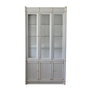 Gray Faux Bamboo Drexel Cabinet W/Gold Accents For Sale