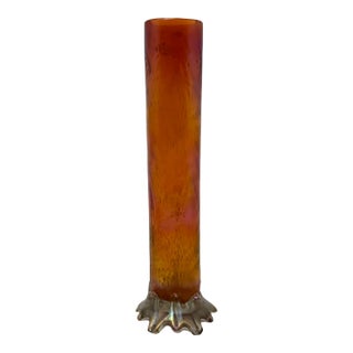 Antique Austrian Art Nouveau Iridescent Glass Bud Vase For Sale