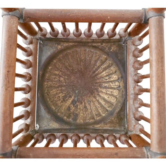 Antique Victorian Oak Stick & Ball Umbrella & Cane Stand With Original Brass Drip Tray For Sale - Image 9 of 12