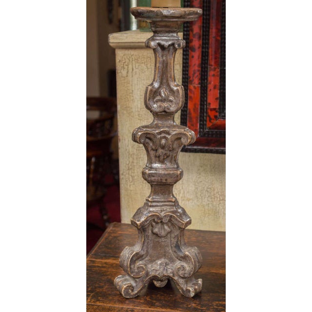 Silver Gilt Pricket Stick Mounted as a Table Lamp Circa 1860 With Shade For Sale - Image 4 of 6