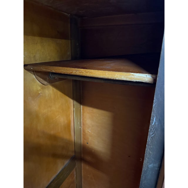 Vintage English Art Deco Quarter Sawn Tiger Oak Wardrobe For Sale - Image 11 of 15